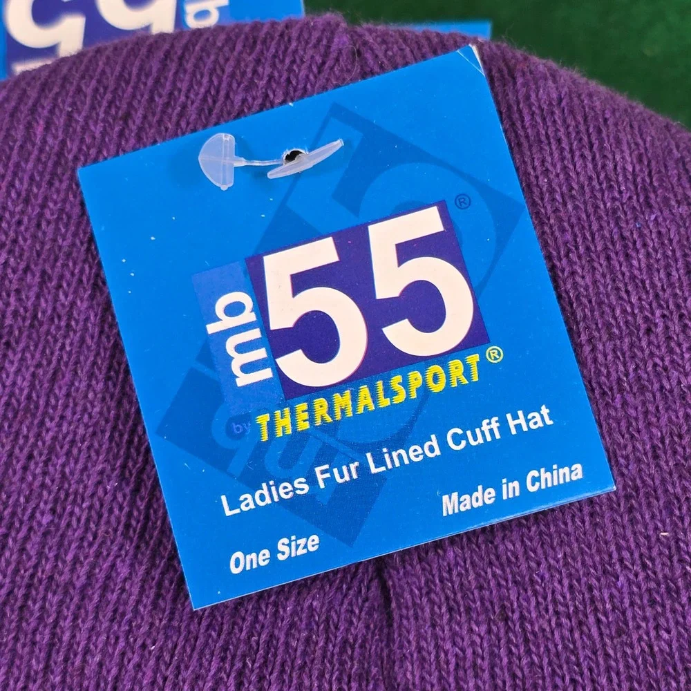 55 THERMALSPORT Fur Lined Cuff Hats Ladies Purple One Size NWT Qty‎ 6